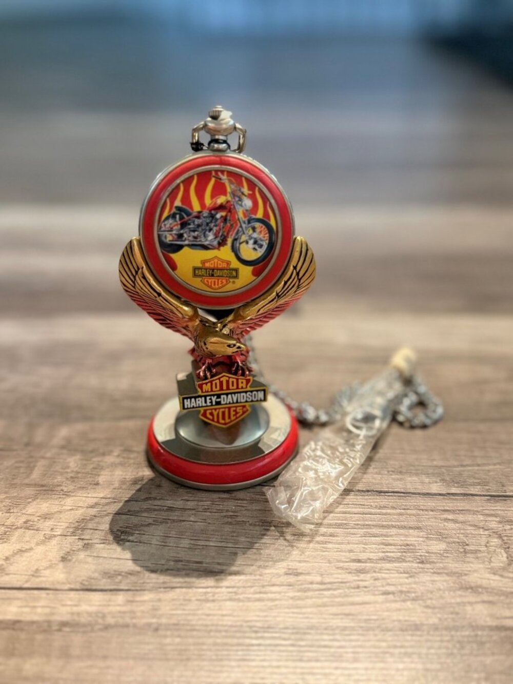 Harley-Davidson Franklin Mint Pocket Watch With Display Stand